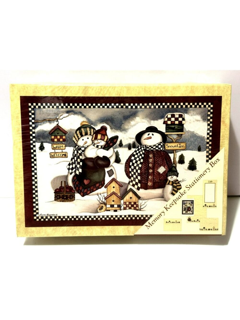 Laurie Korsgaden Memory Keepsake Stationery Box Snowman Family Stationery Set